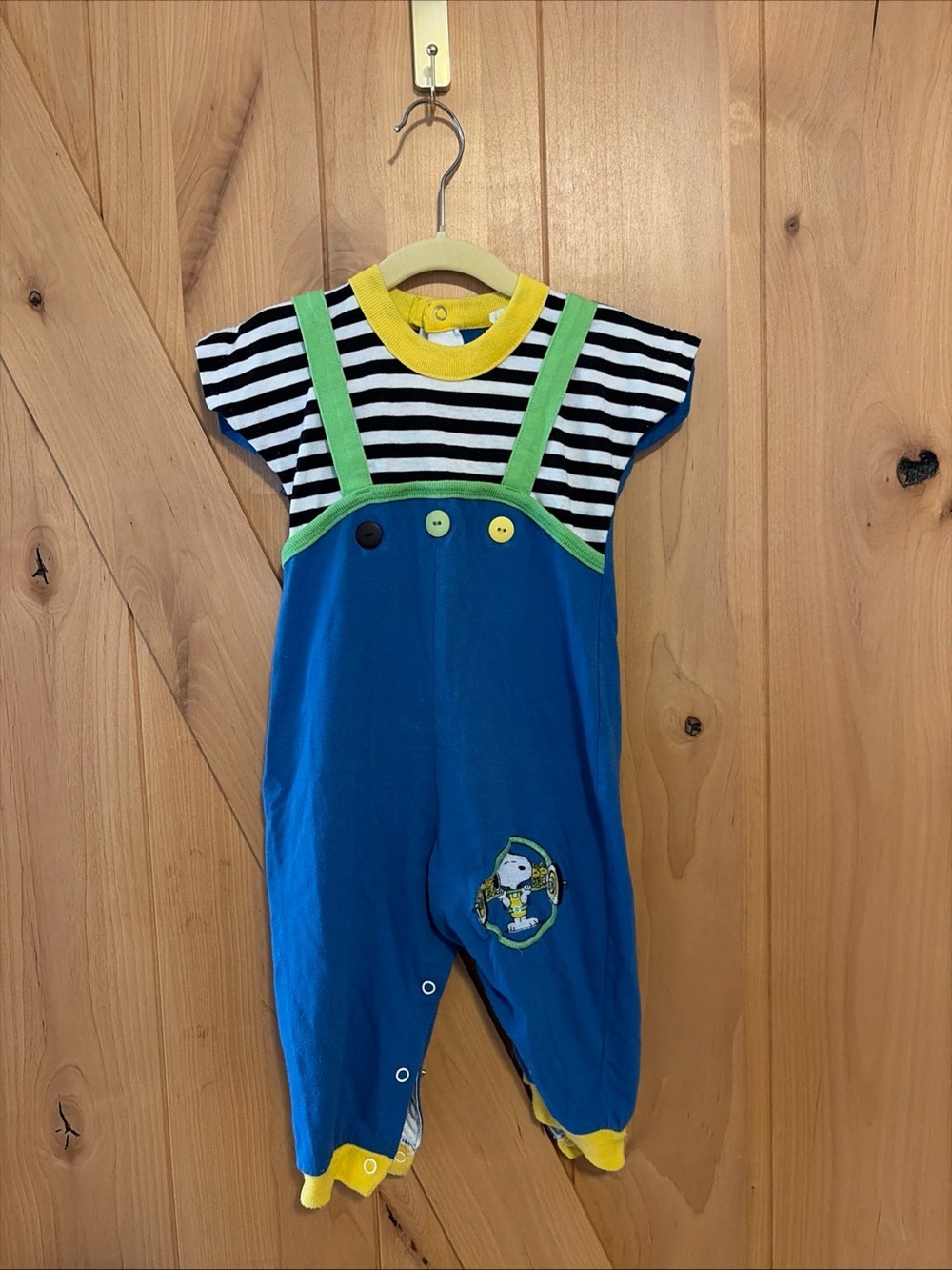 Vintage Snoopy Romper One Piece Stripe Colorblock Weight Lift Bodybuild 18 Mo